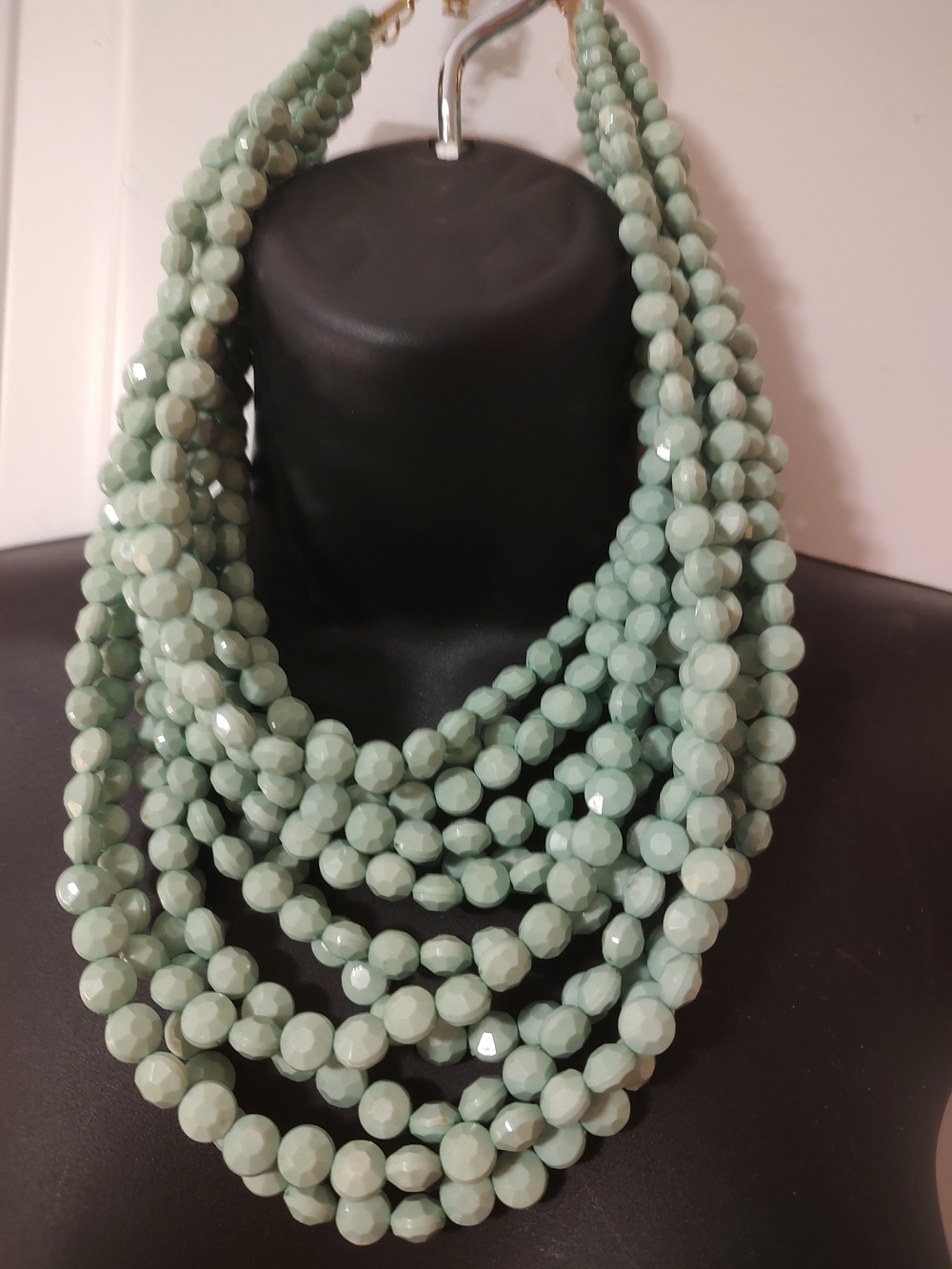 Multi-Strand Faceted Bead Necklace - Mint Green